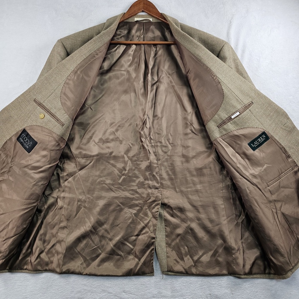 Ralph Lauren LRL Blazer Men's 52R Sport Coat Jacket Polyester Linen Blend Beige - Picture 5 of 11